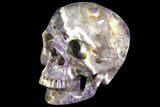 Realistic, Carved Chevron Amethyst Skull #151189-2